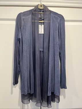 Nina Kendosa Paris  Dusty Blue Sheer Trim Topper